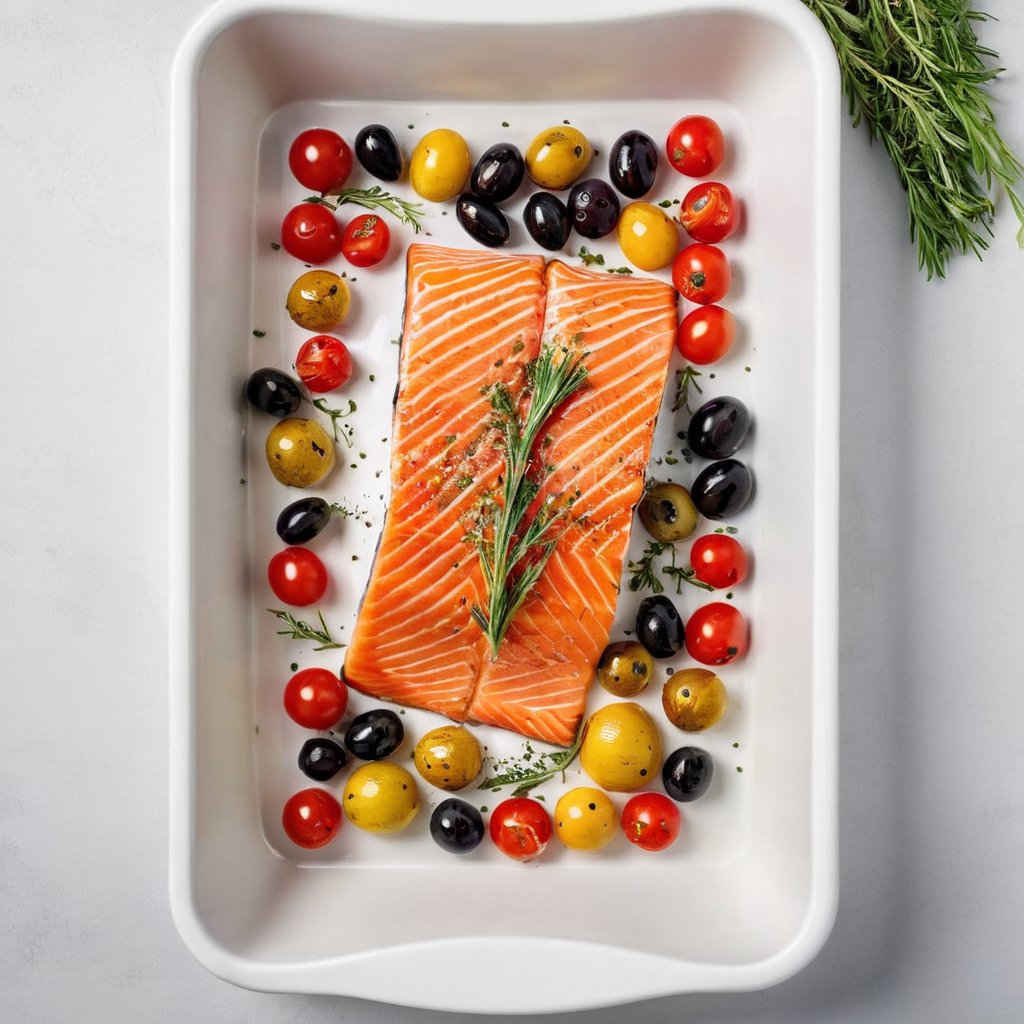 Discover the vibrant flavors of the Mediterranean with this simple yet elegant baked salmon recipe, perfect for a healthy weeknight dinner.